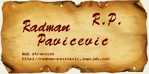 Radman Pavičević vizit kartica